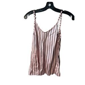 $240 NEW Morgan Lane Mackenzie Silk Pink and Black Stripe Cami Pajama Small S
